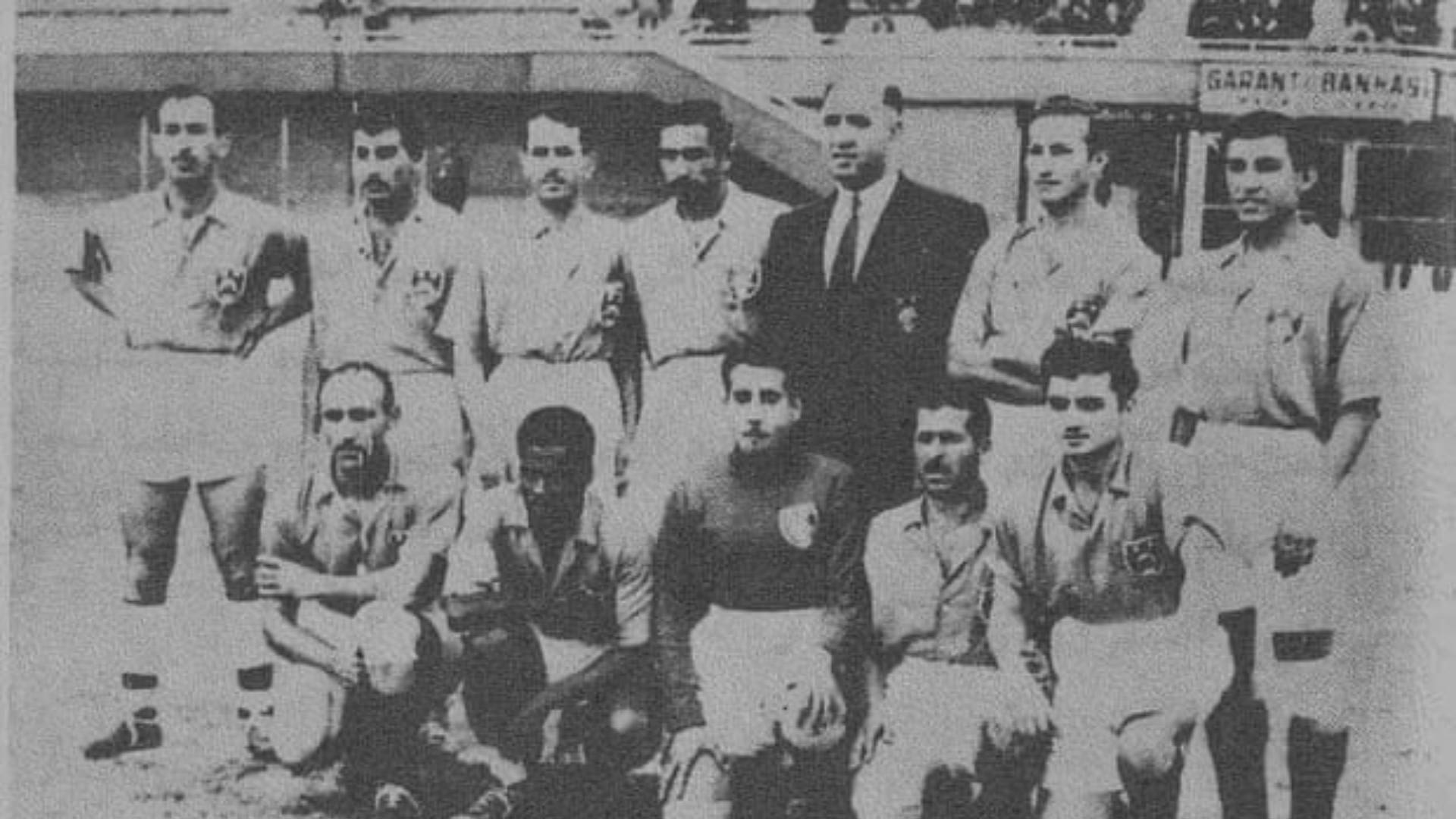 The Iraq team lining up before playing Ankara XI in 1951. Photograph: Hassanin Mubarak